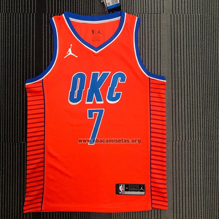 Camiseta Oklahoma City Thunder Darius Bazley NO 7 Statement 2021 Naranja